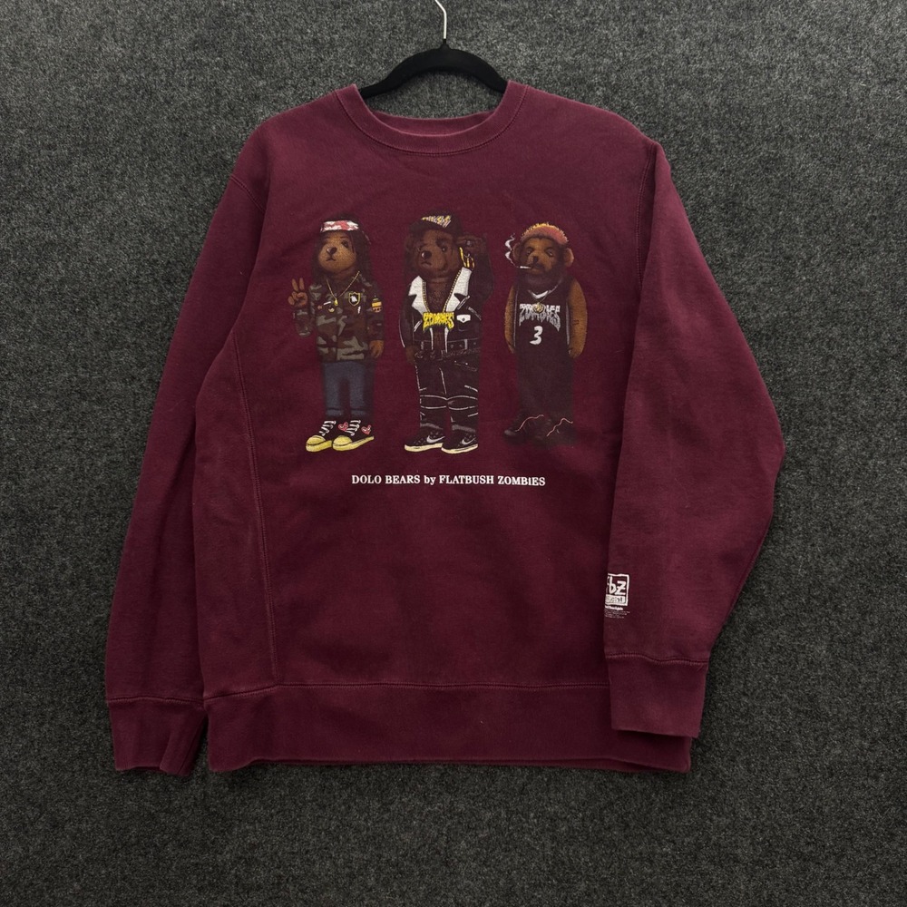 Flatbush Zombies Dolo Bears Crewneck Sweatshirt Burgundy Maroon Medium FBZ Merch